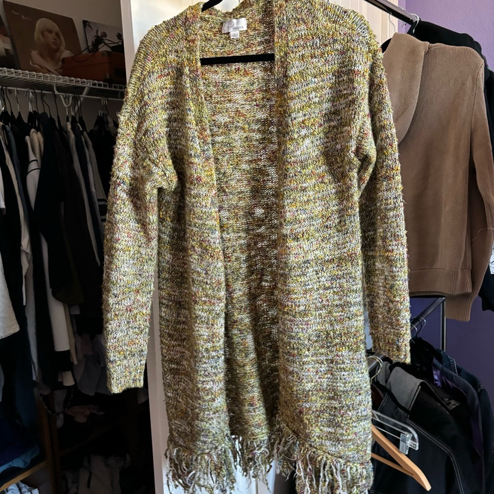 Green multicolor knit cardigan